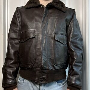 Schott Bros NYC Vintage 50s/60s Genuine‎ Leather Shearling Flight Bomber Jacket
